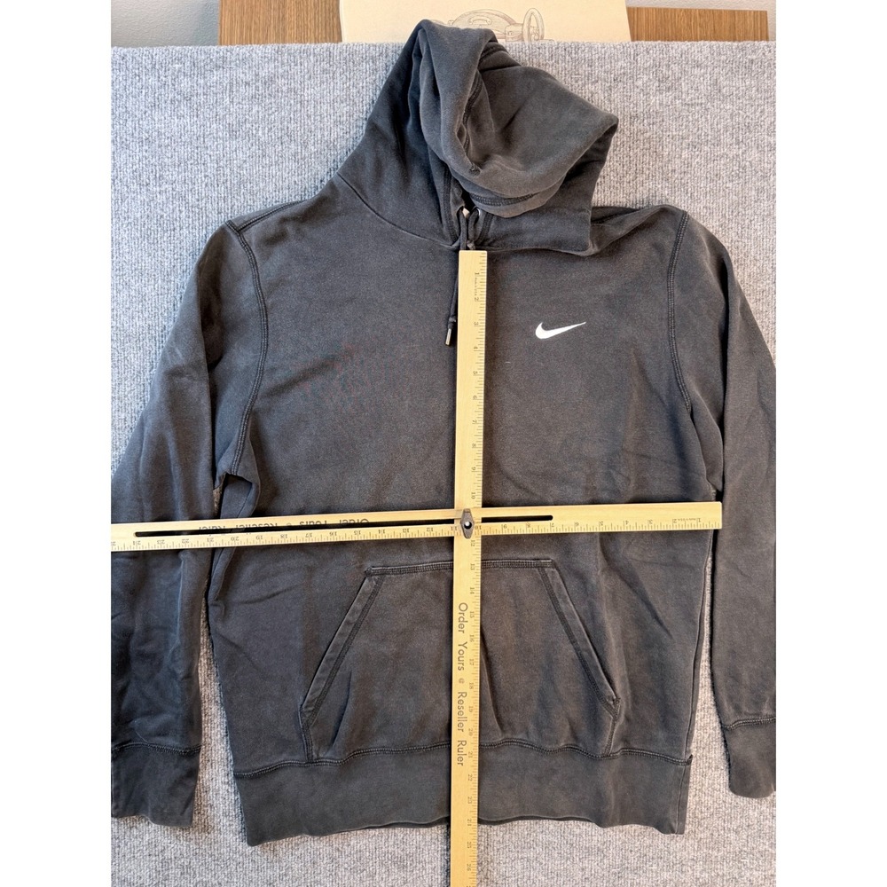 Nike Hoodie Mens Large Black‎ Faded Y2K Heavyweight Pullover Sweatshirt - Picture 6 of 7